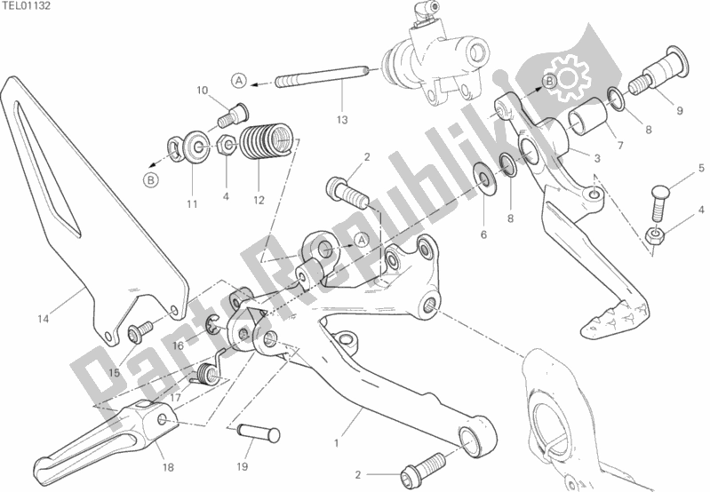 Toutes les pièces pour le Repose-pieds Droit du Ducati Superbike Panigale V4 S Thailand 1100 2020